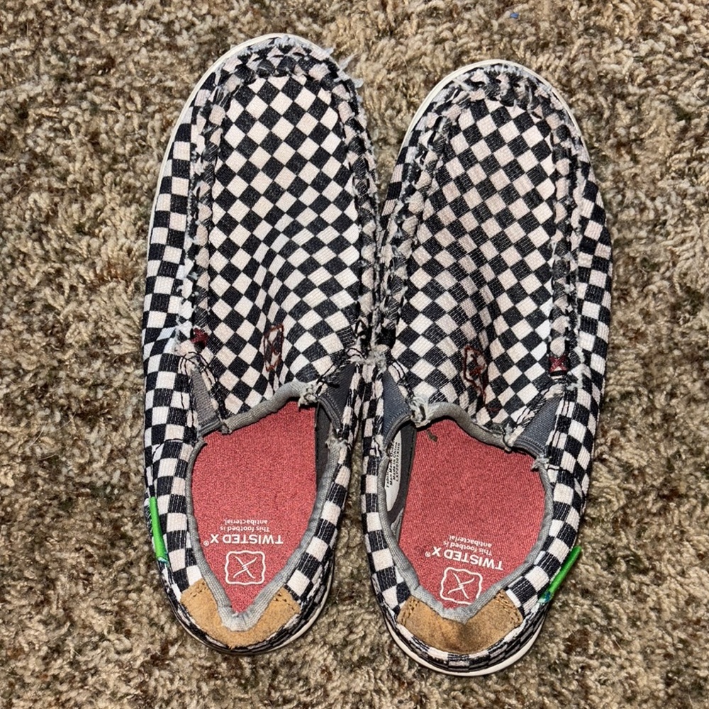 Kids Twisted X checkered slip on shoes